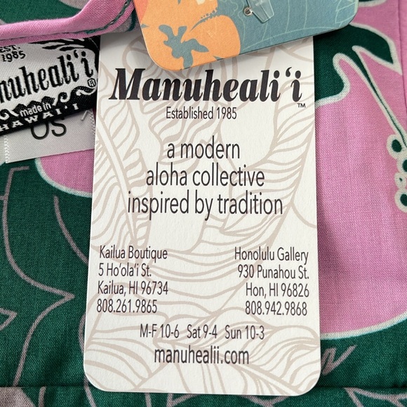 NWT Manuhealii Makapuʻu Dress Hibiscus Evergreen OS - Picture 9 of 11